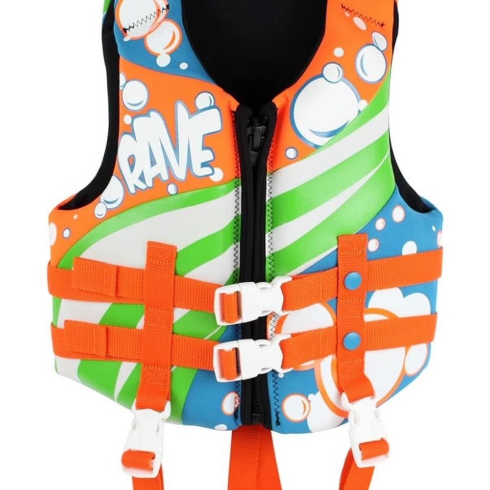 Rave Kids Swim Vest - Vibrant Blue, Green, and Orange